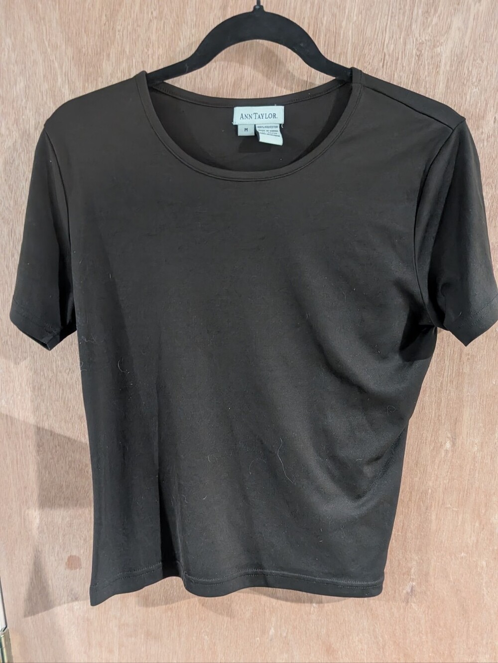 Ann Taylor Black Short Sleeve Crewneck Tee